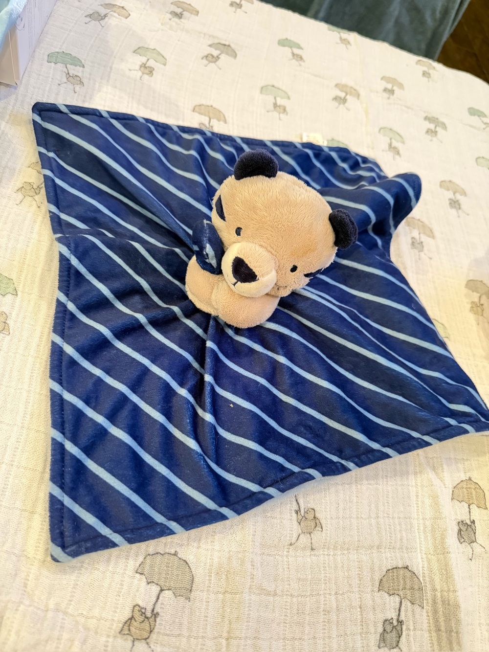 Plush Bear Comfort Security Blanket in Navy Blue
